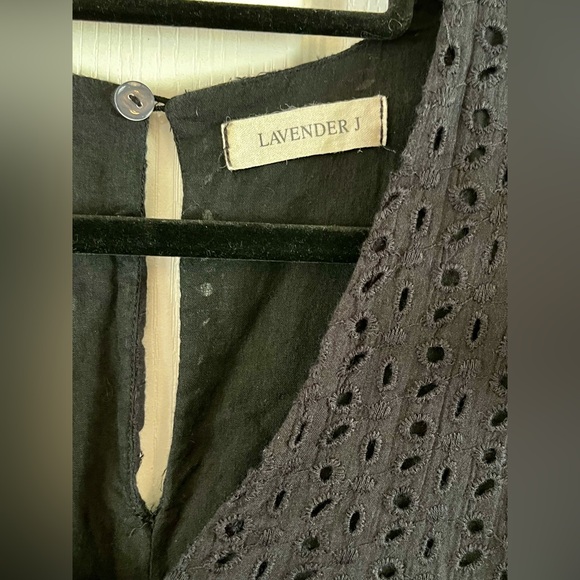 EUC Black Eyelet Babydoll Mini Dress Pockets Lined Built in Shorts Small - Picture 10 of 16